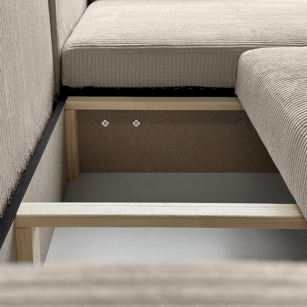 ECKSOFA Gepolstertes PRESTIGE XL mit Schlaffunktion und Bettkasten, Poso 02 - Beige, Textil (277/143cm) - Lookway