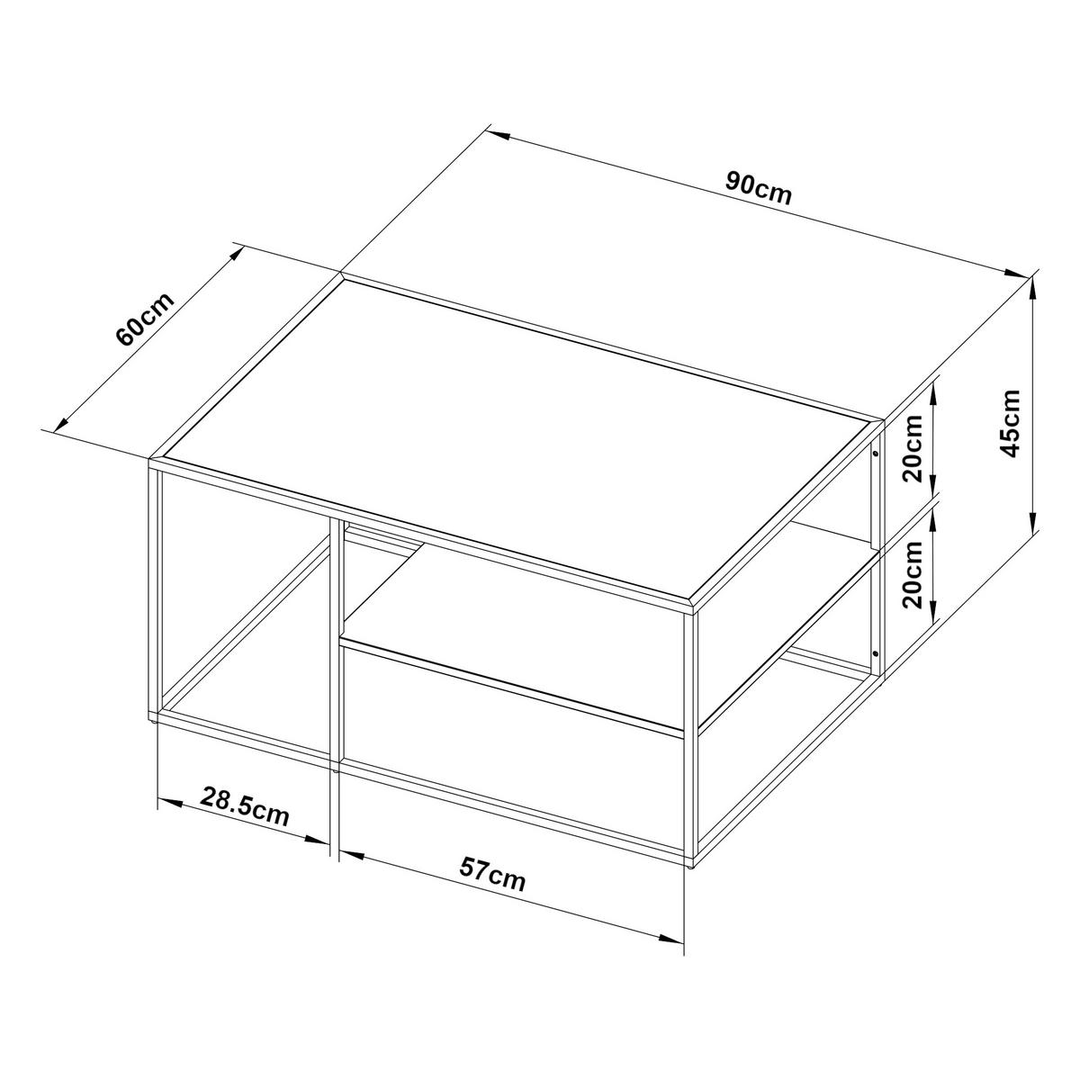 COUCHTISCH Solund 45/90/60 cm - Weiß, Metall (60/90/45cm) - [en.casa]