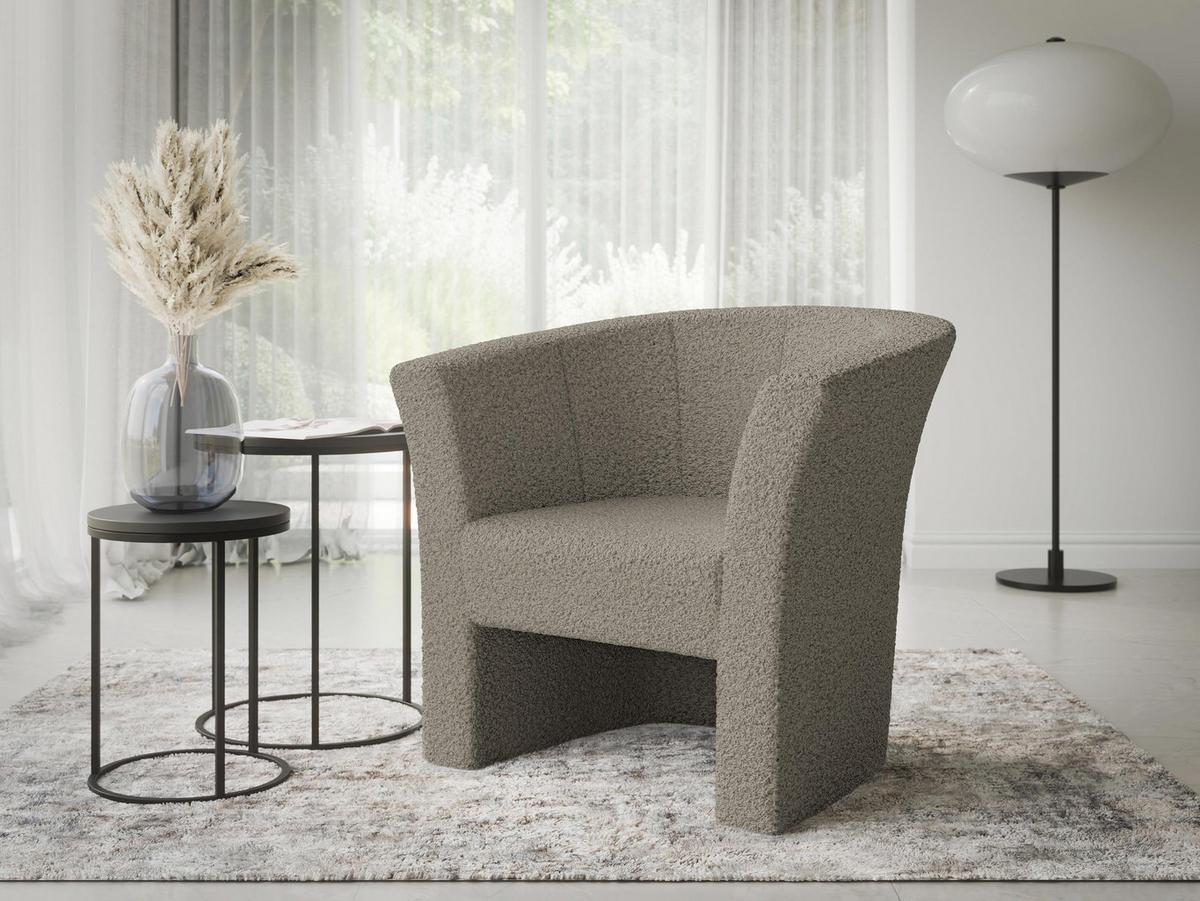 SESSEL Niko Boucle - Beige/Schwarz, Holzwerkstoff/Kunststoff (71/76/65cm) - MIRJAN24