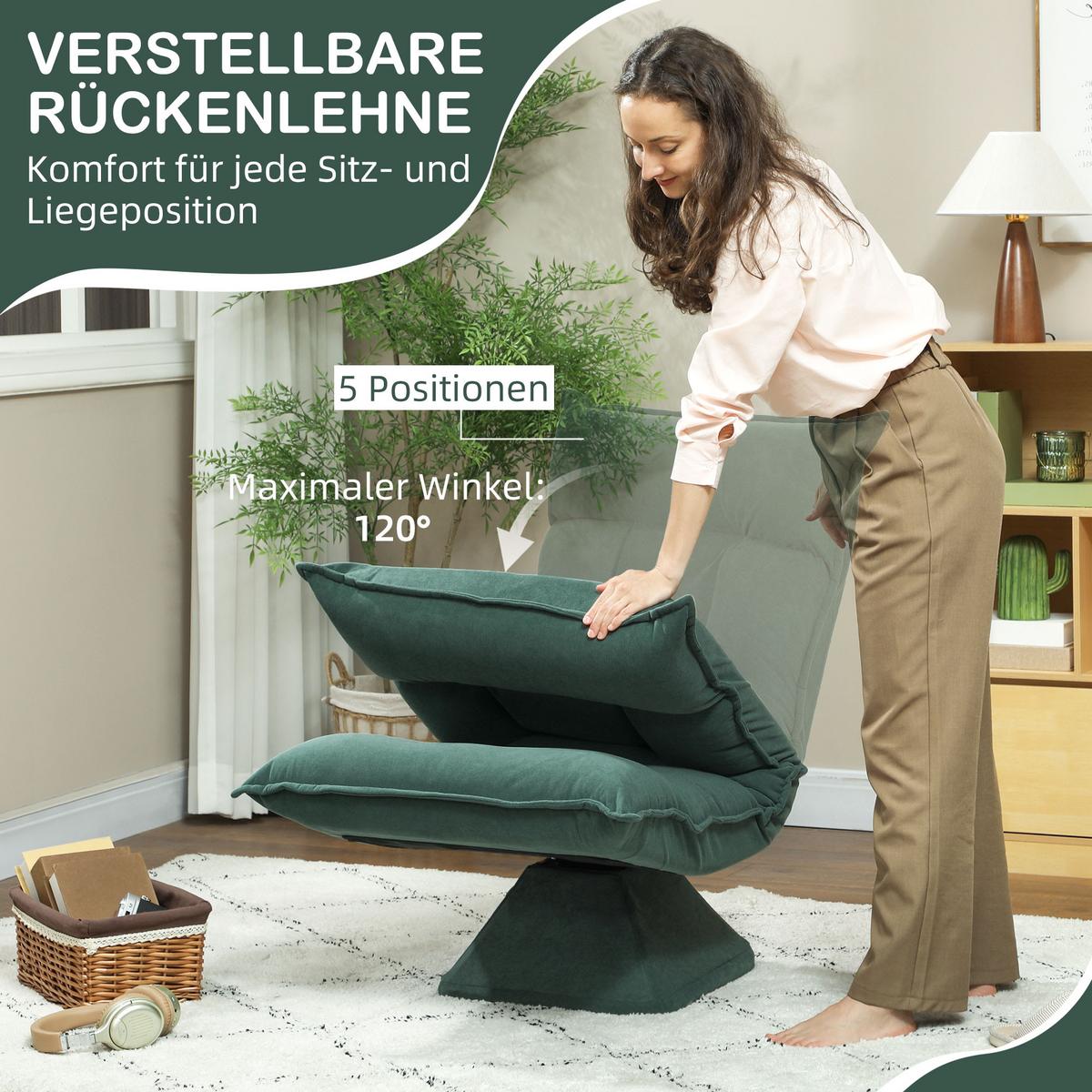 BODENSTUHL Polyester Grün - Grün, Kunststoff (62/95/70cm) - HOMCOM