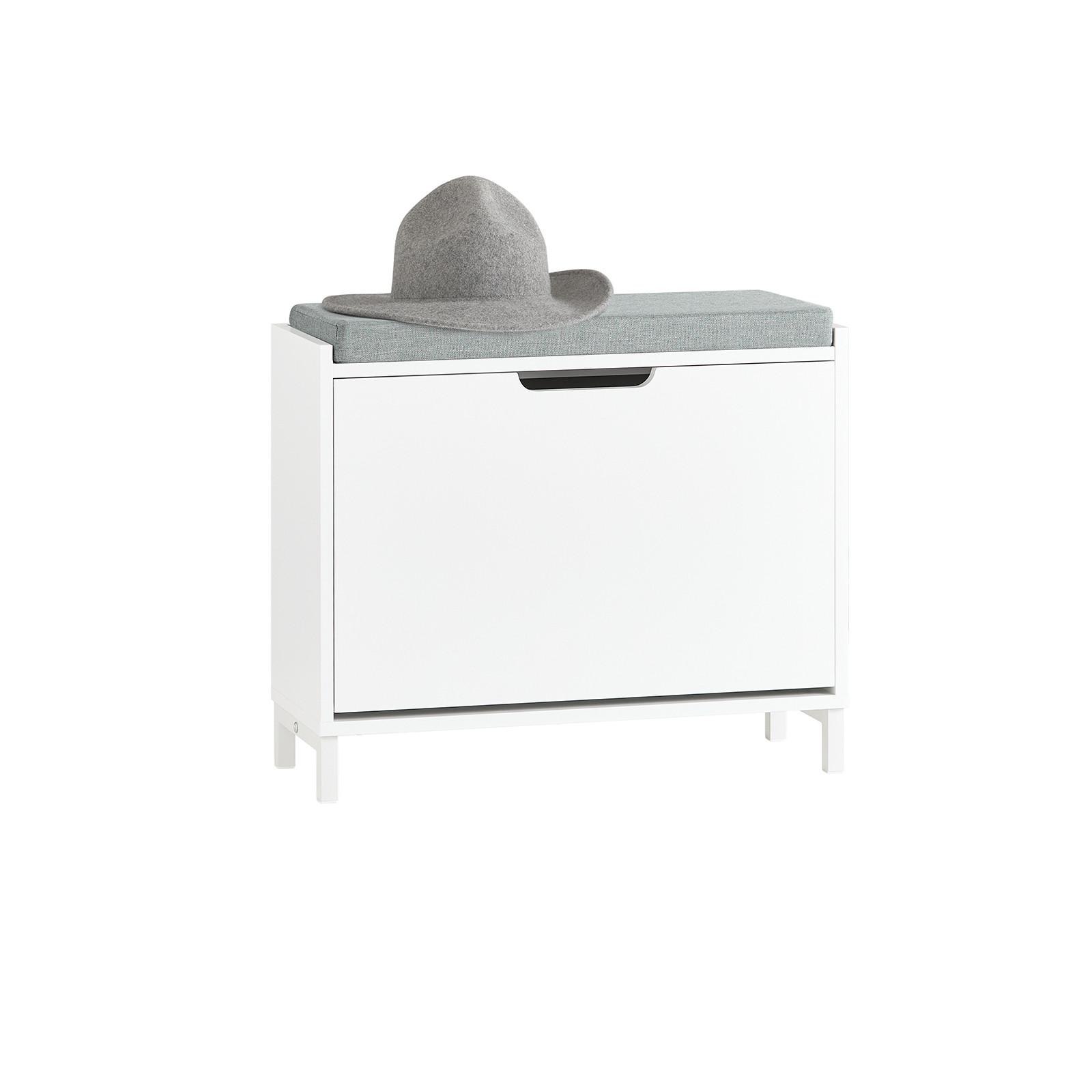 SCHUHBANK Weiß - Weiß, Holzwerkstoff/Metall (60/52/24cm) - SoBuy