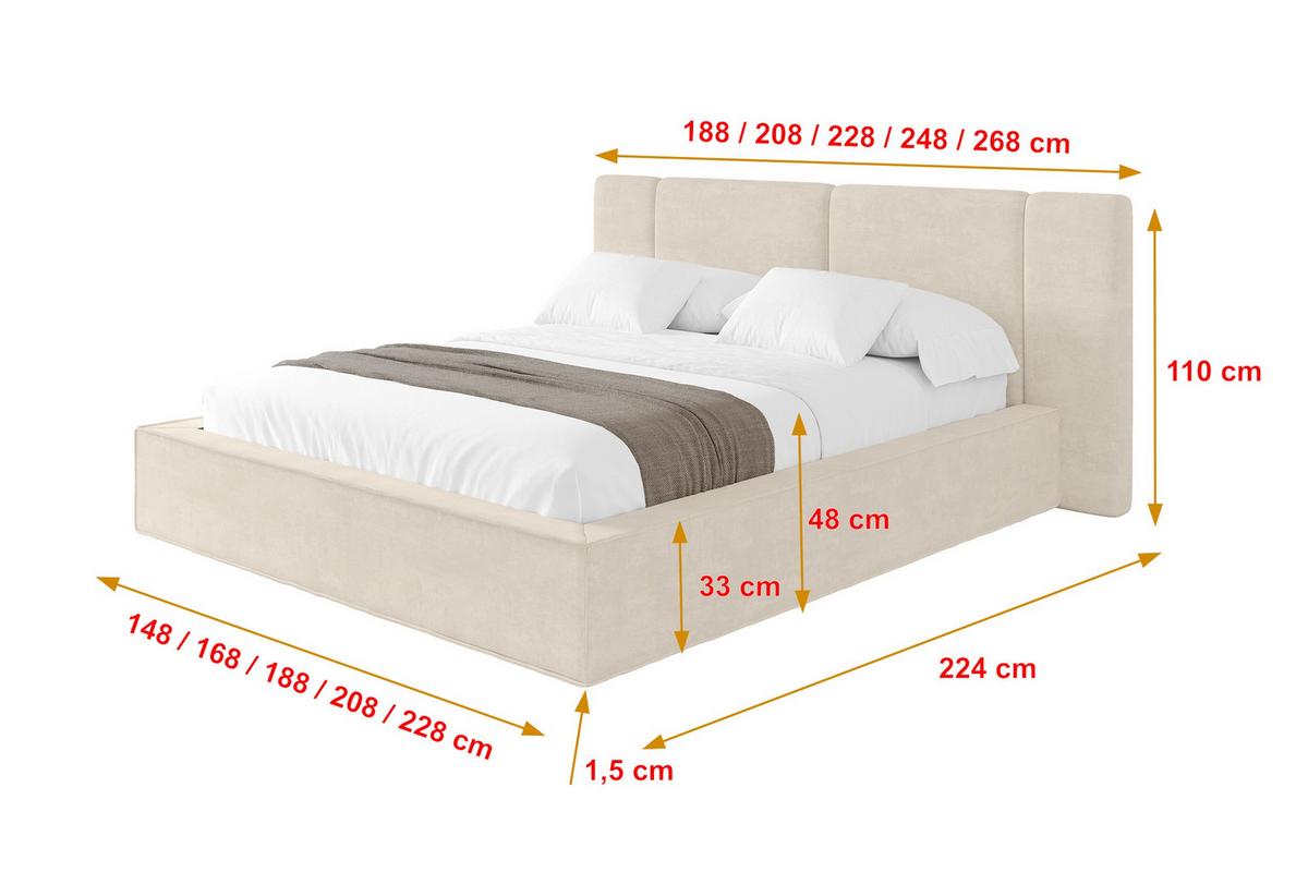 POLSTERBETT mit Bettkasten und Lattenrost, Bett mit Matratze H3/H4 - RIVO 180x200 Beige - Beige, Holzwerkstoff/Textil (180/200cm) - ALTDECOR