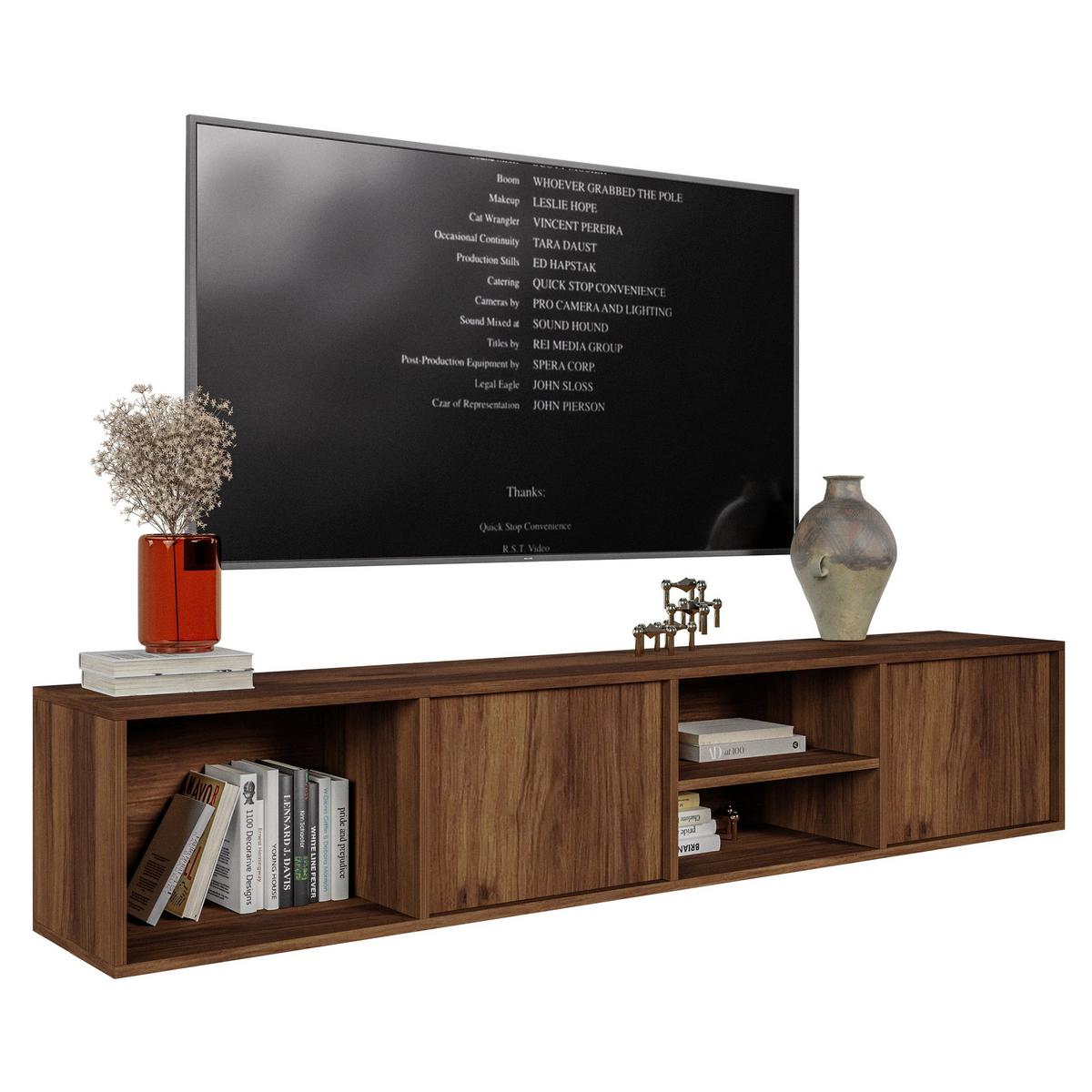 TV-HÄNGEBOARD Sanva WARMIA WALNUSS 200 CM - Dunkelbraun, Holzwerkstoff (200/40/35cm) - Selsey