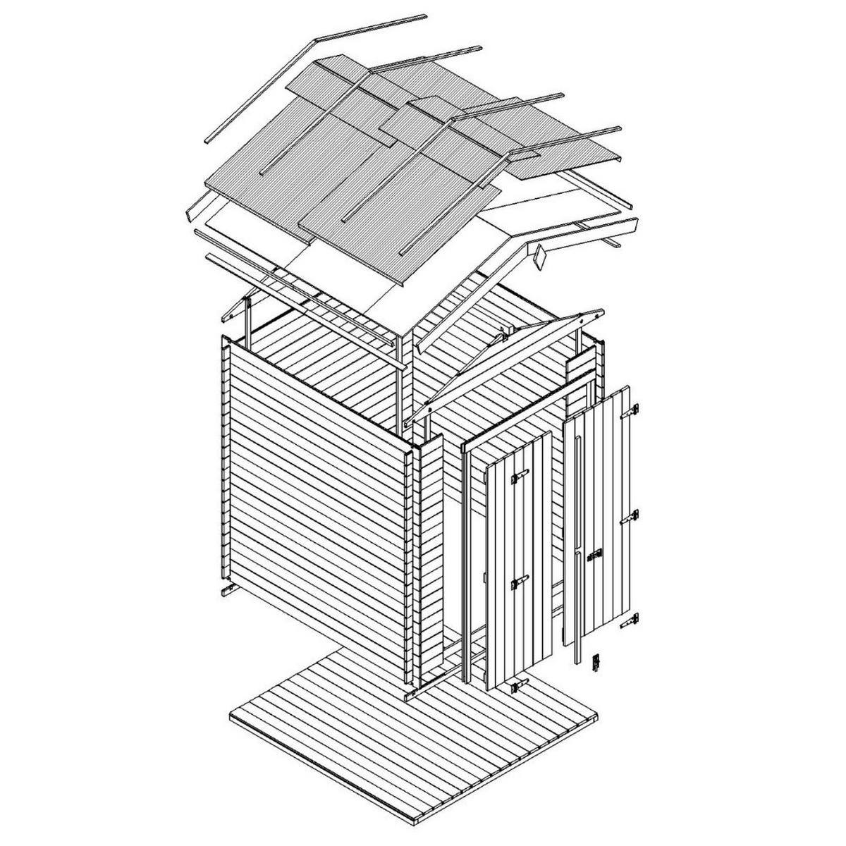HOLZ-GARTENHAUS 3,53 m² – TIMBELA M343C1+M343G - Naturfarben, Holz (216/224/206cm) - Timbela
