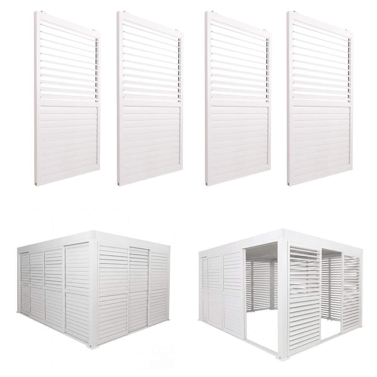 SCHIEBETÜR FÜR PERGOLA Weiß 4er-Set-Set - Weiß, Metall (369/206/10cm) - MCW