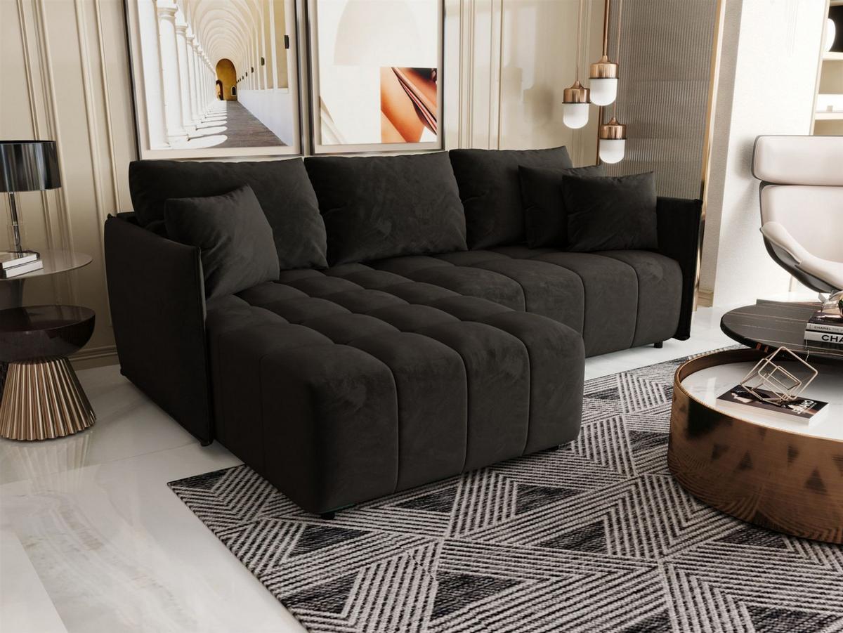 ECKSOFA Treviso - Dunkelgrau, Holzwerkstoff/Textil (245/185cm) - Fun Möbel