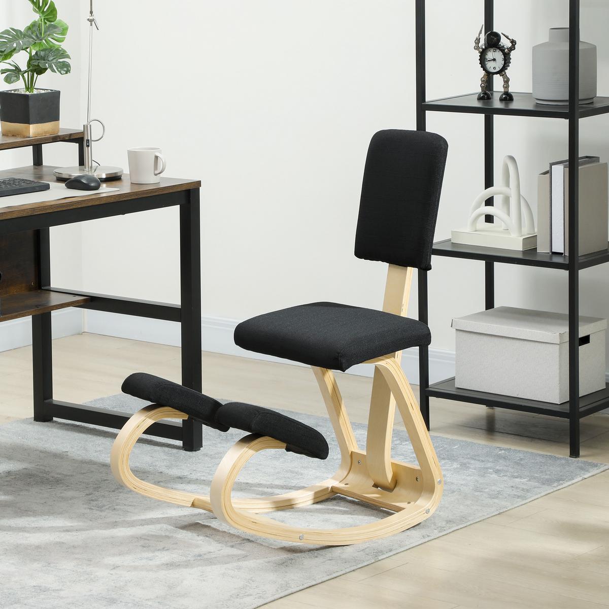 KNIEBANK lackiert Schwarz 84/51/93 cm - Schwarz, Holz (51/93/84cm) - HOMCOM