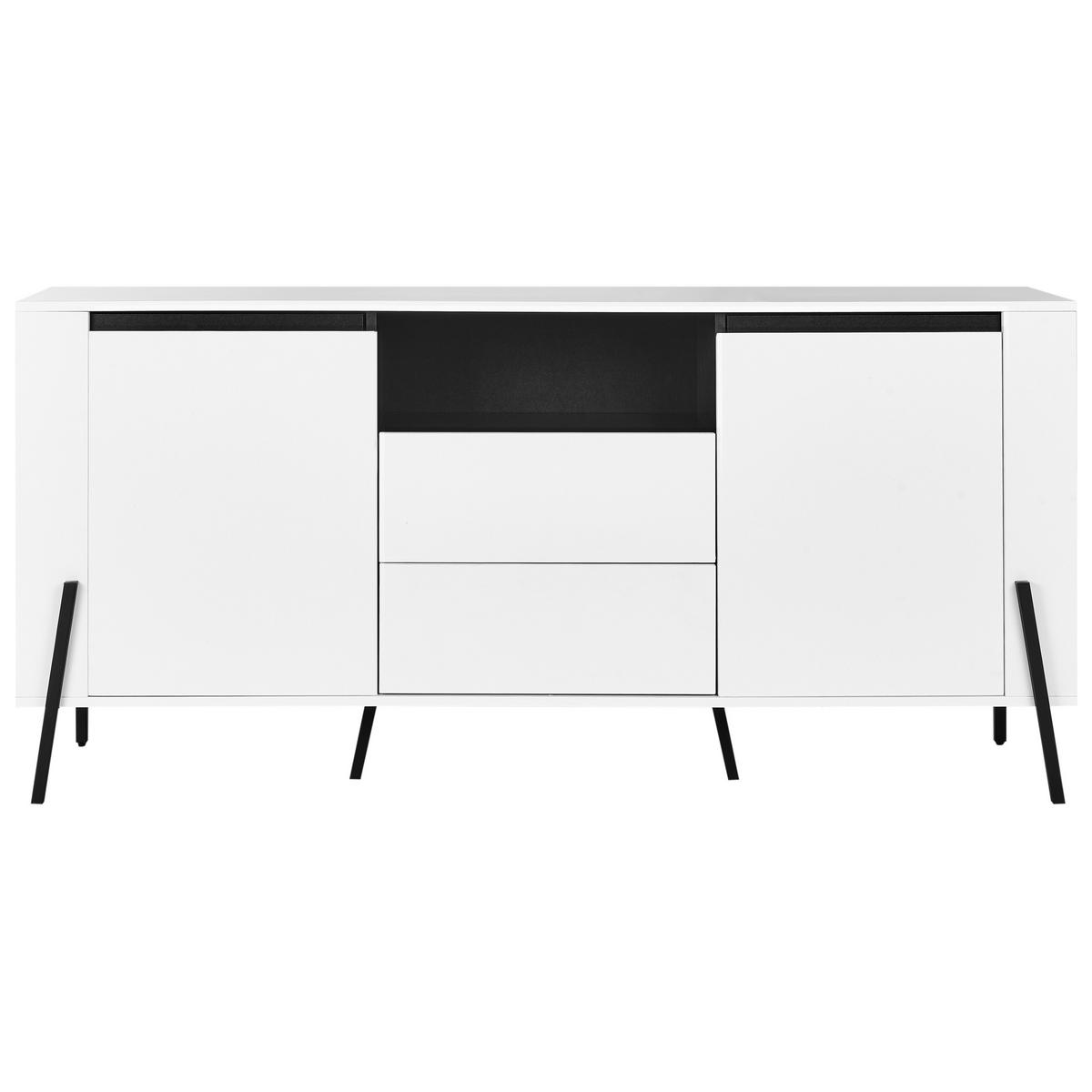 SIDEBOARD mit 2 Türen Weiß Blackpool - Weiß, Holzwerkstoff (160/76/39cm) - Beliani