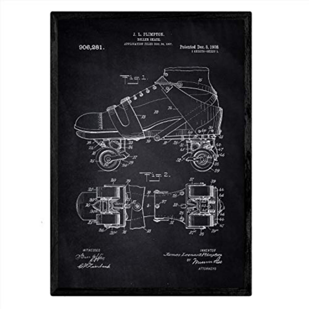 POSTER Skates Patent A3 Rahmenlos - Schwarz, Papier (29.7/5/42cm) - Nacnic