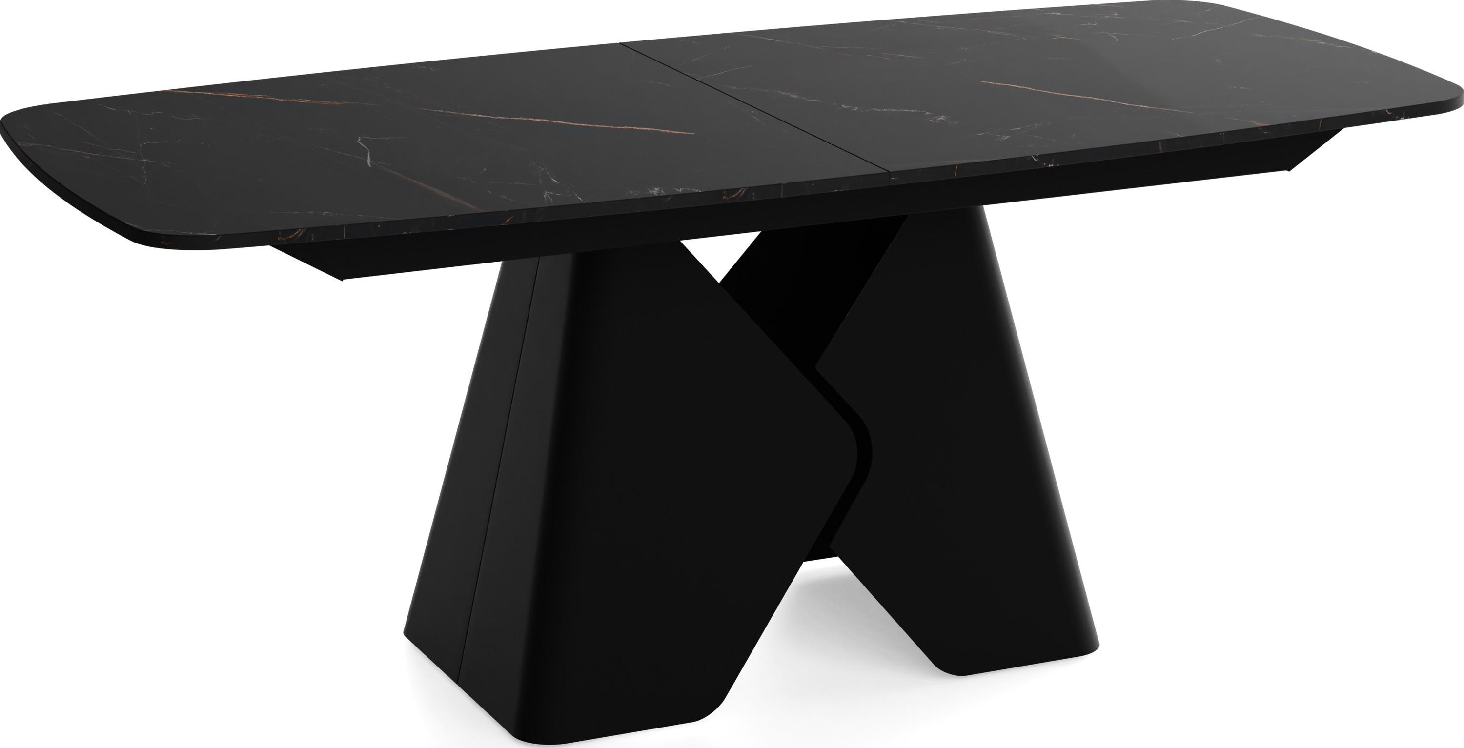 ESSTISCH Vanta rechteckig ausziehbar verlängerbar mit Schwarzem Metallgestell, Schwarz Marmor Kupfer 180-270/90/76 cm - Schwarz/Kupferfarben, Holzwerkstoff/Metall (90/270/76cm) - WFL GROUP
