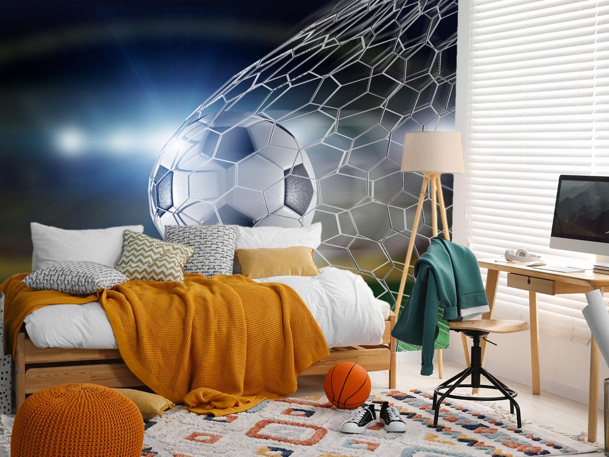 FOTOTAPETE für Jugendzimmer Fußball Tor Stadion Ball 150x105 - Schwarz/Weiß, Papier (150/105cm) - Muralo