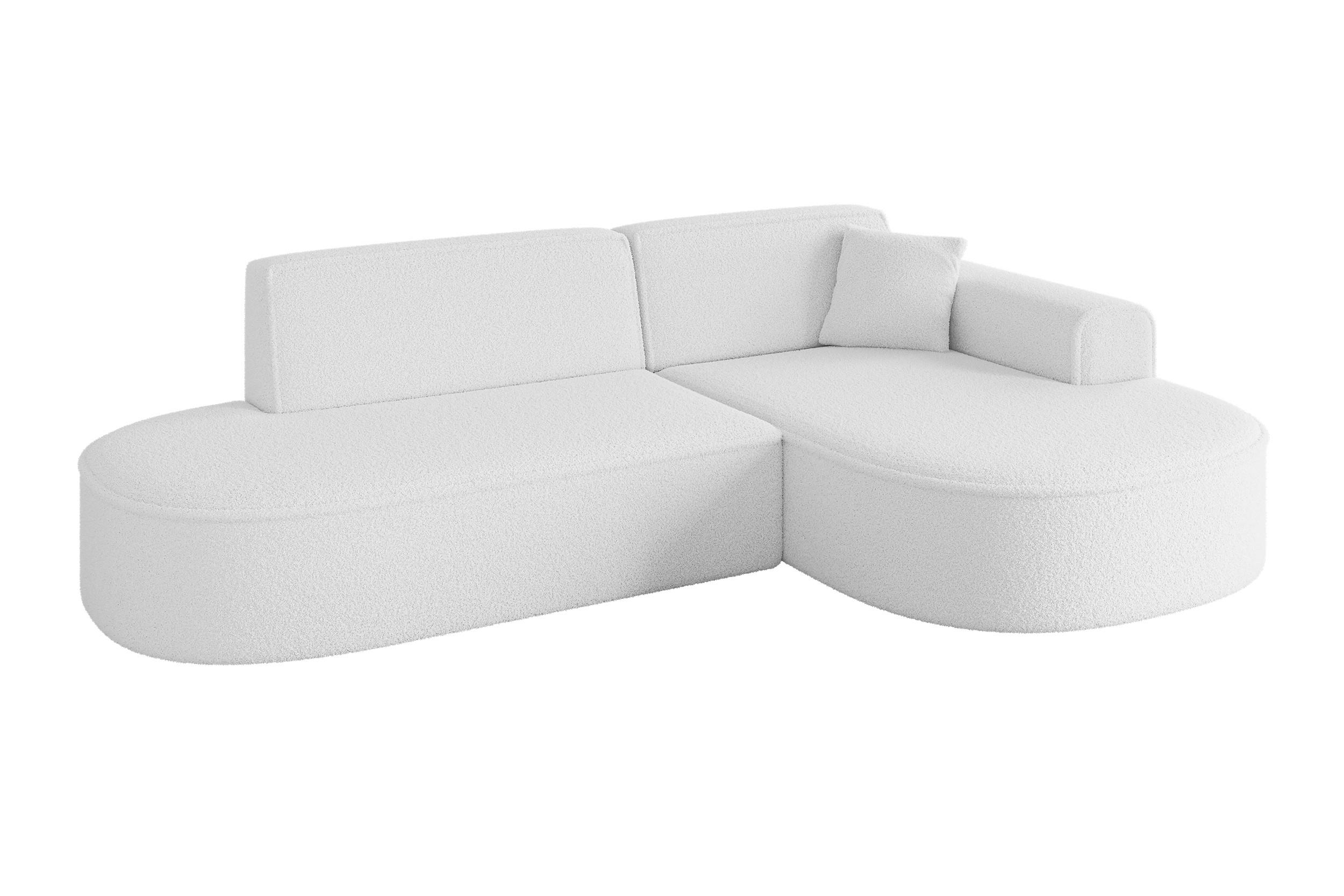 ECKSOFA Ottomane Rechts MARI-L1 - 243x171x79 cm Weiß Bouclé - Schwarz/Weiß, Holzwerkstoff/Kunststoff (234/163cm) - ALTDECOR