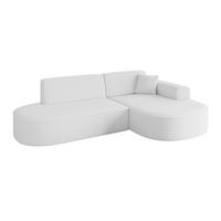 ECKSOFA Ottomane Rechts MARI-L1 - 243x171x79 cm Weiß Bouclé - Schwarz/Weiß, Holzwerkstoff/Kunststoff (234/163cm) - ALTDECOR