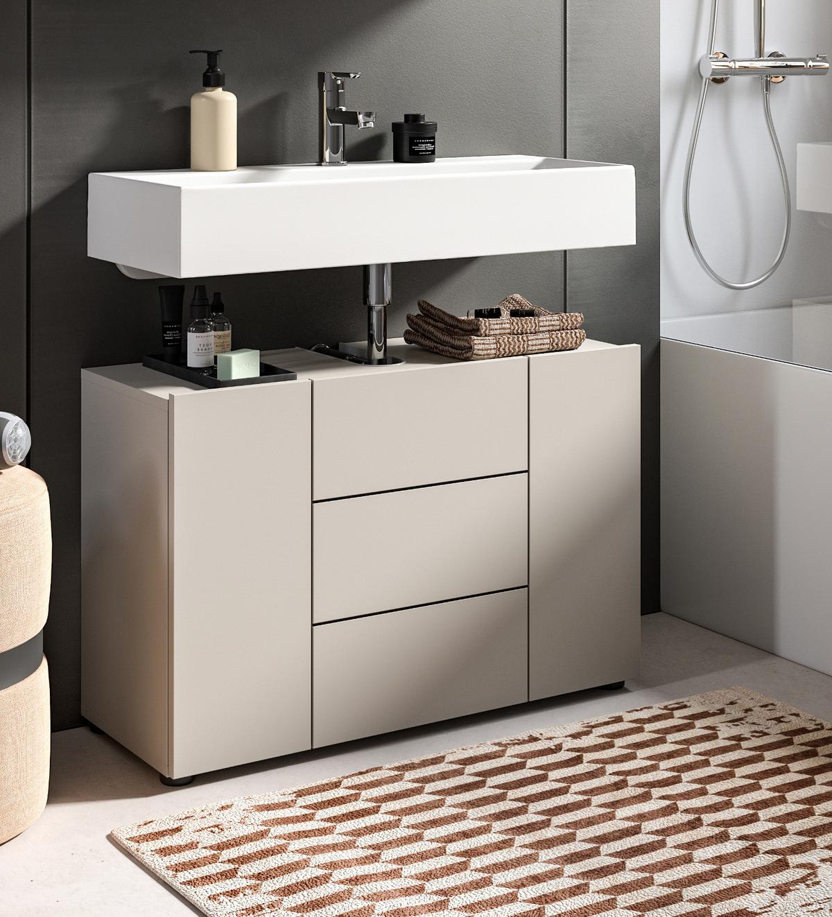 WASCHBECKENUNTERSCHRANK Kaschmir, Badezimmer Unterschrank Breite 80 cm - Kaschmir/Schwarz, Holzwerkstoff/Kunststoff (82/56/34cm) - Inn.Furn