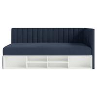 JUGENDBETT Ventrio Dunkelblau Easy-Clean-Samtbezug 90x200 cm - Graphitfarben, Holz/Textil (90/200cm) - Selsey