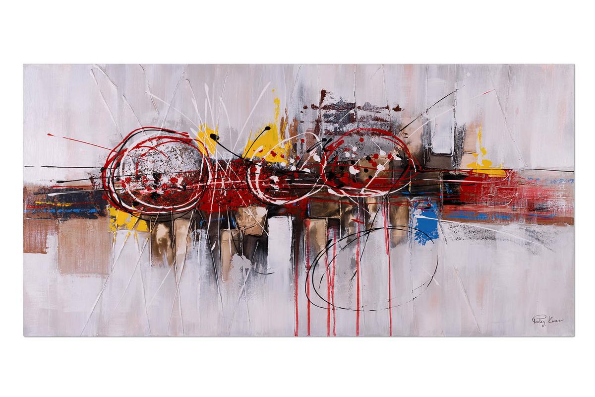 ACRYLBILD HANDGEMALT 120/60 cm - Pink/Beige, Holz/Textil (120/60cm) - KUNSTLOFT