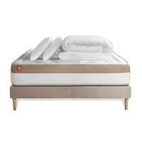 BETT Le Cosy Memory-Schaum 180 x 200 cm h3 - Kit Bettgestell Beige - Mit Kissen und Bettdecke - Beige, Karton/Holz (180/200cm) - Marmottes & Co
