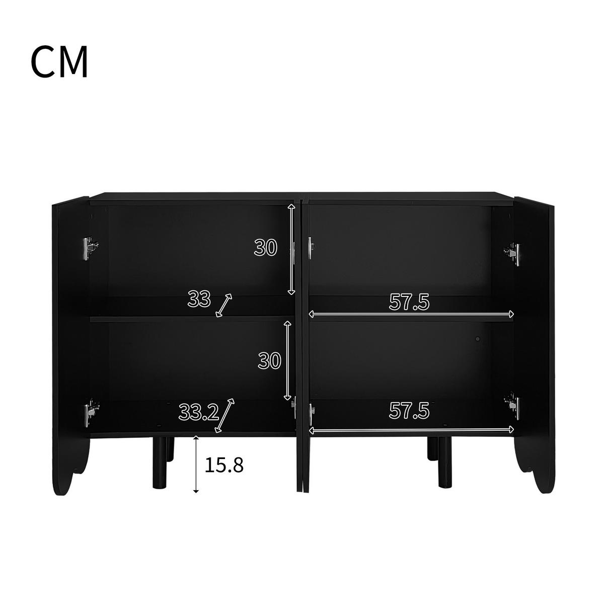 SIDEBOARD mit Metallfüßen und Rillen-Design - Schwarz, Holzwerkstoff/Metall (120/80/38cm) - Urban Meuble