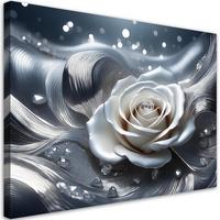 WANDBILD rosenblüte abstraktion 3d - Silberfarben, Textil (60/40cm) - Feeby