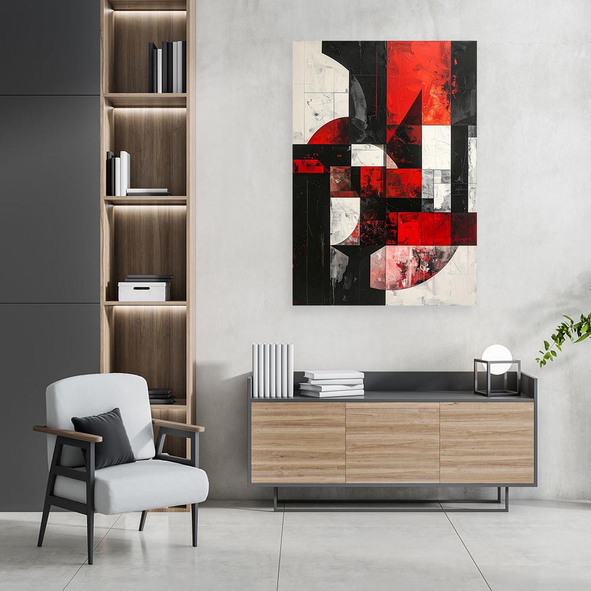 LEINWANDBILD 3D und geometrisch 30x45cm - Rot, Textil (30/45cm) - Feeby