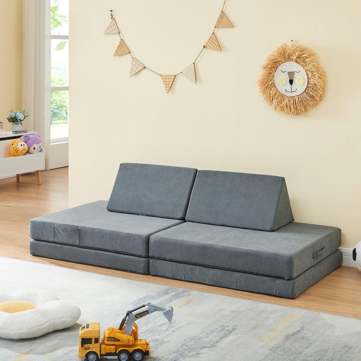 SPIELSOFA Norhulta - Grau, Textil (150/46/66cm) - [en.casa]