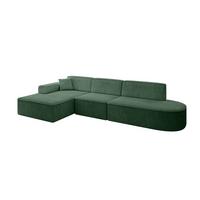 ECKSOFA Ottomane Links IREA-L2-v3 - 327x165x77 cm Grün - Smaragdgrün/Currygelb, Holzwerkstoff/Textil (327/165cm) - ALTDECOR