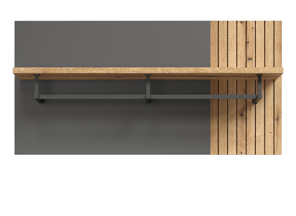 GARDEROBENPANEEL grau, Evoke Eiche 80 x 40 cm, Wandgarderobe mit Kleiderstange - Anthrazit/Grau, Holzwerkstoff (80/40/28cm) - Top.Furn