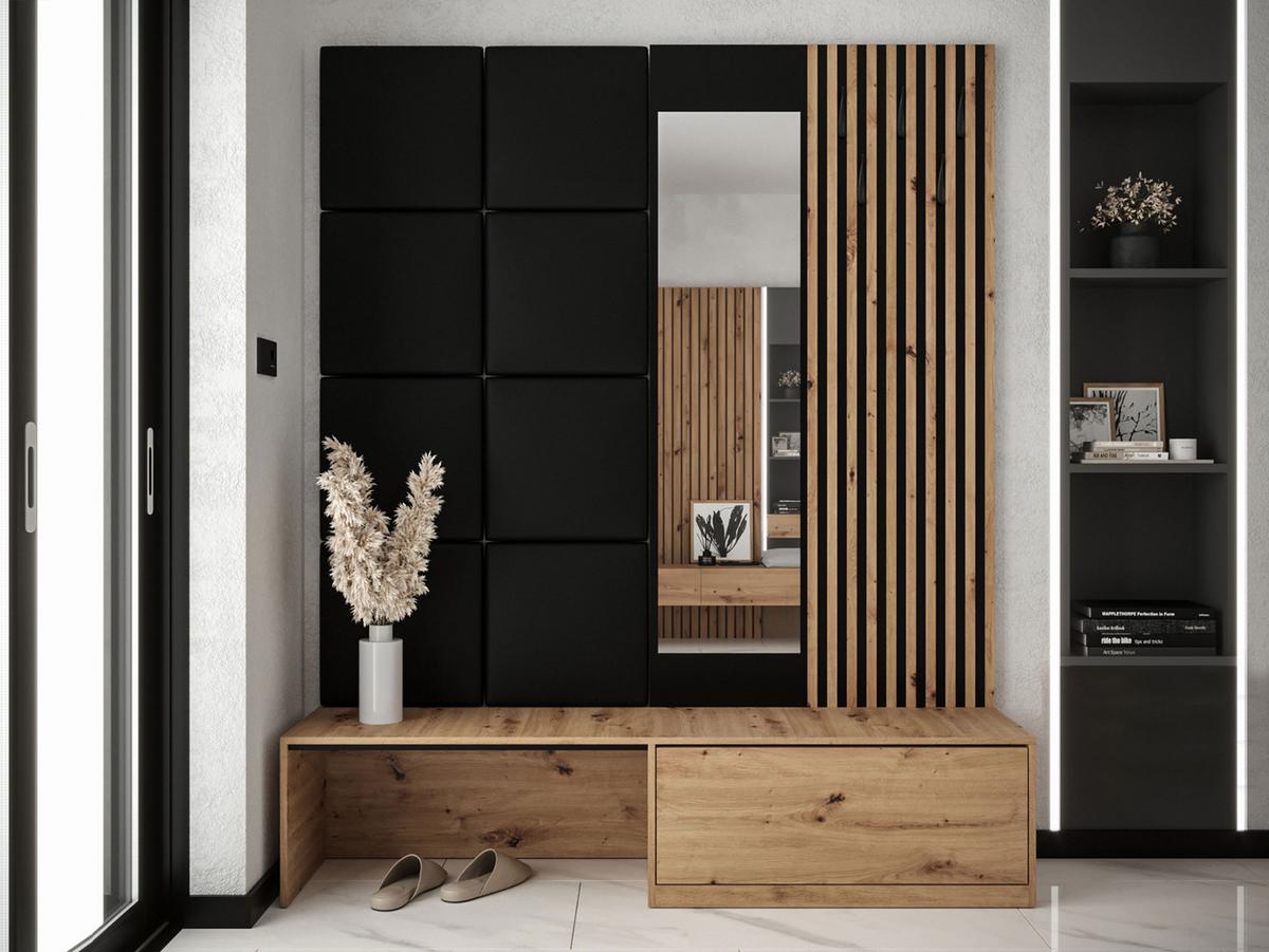 GARDEROBE Premium - Schwarz Hochglanz, Holzwerkstoff (172/205/42cm) - MIRJAN24