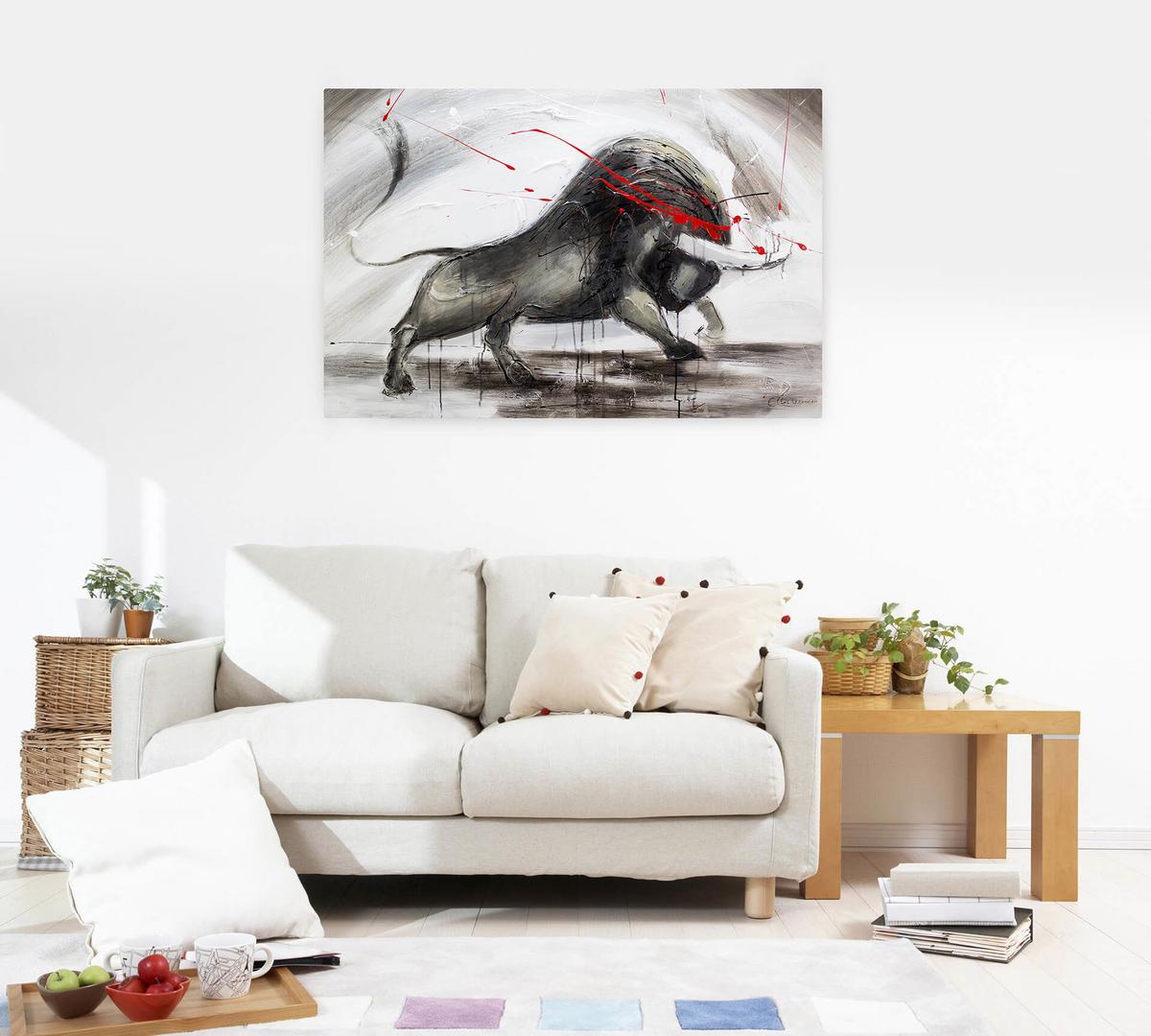 ÖLGEMÄLDE 120/80 cm - Grau, Holz/Textil (120/80cm) - KUNSTLOFT