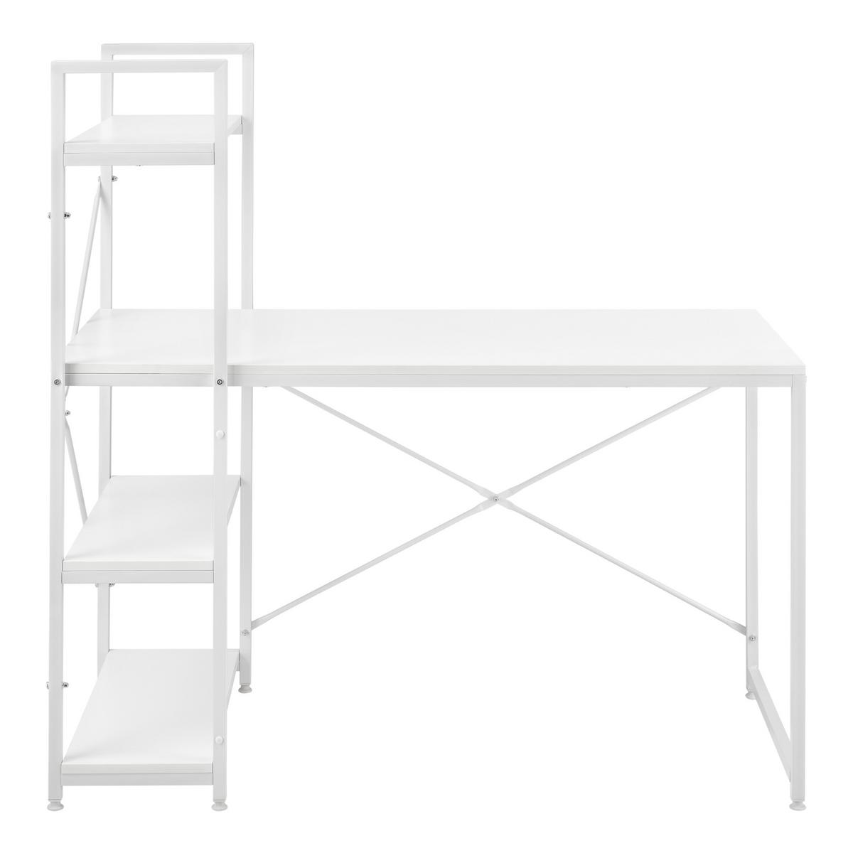 SCHREIBTISCH Stavanger - Weiß, Holzwerkstoff/Metall (60/120/122cm) - [en.casa]