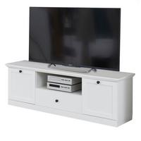 TV-LOWBOARD weiß 140 x 49 cm, Fernsehtisch im Landhaus-Stil - Silberfarben/Weiß, Holzwerkstoff/Metall (41/49/140cm) - Top.Furn