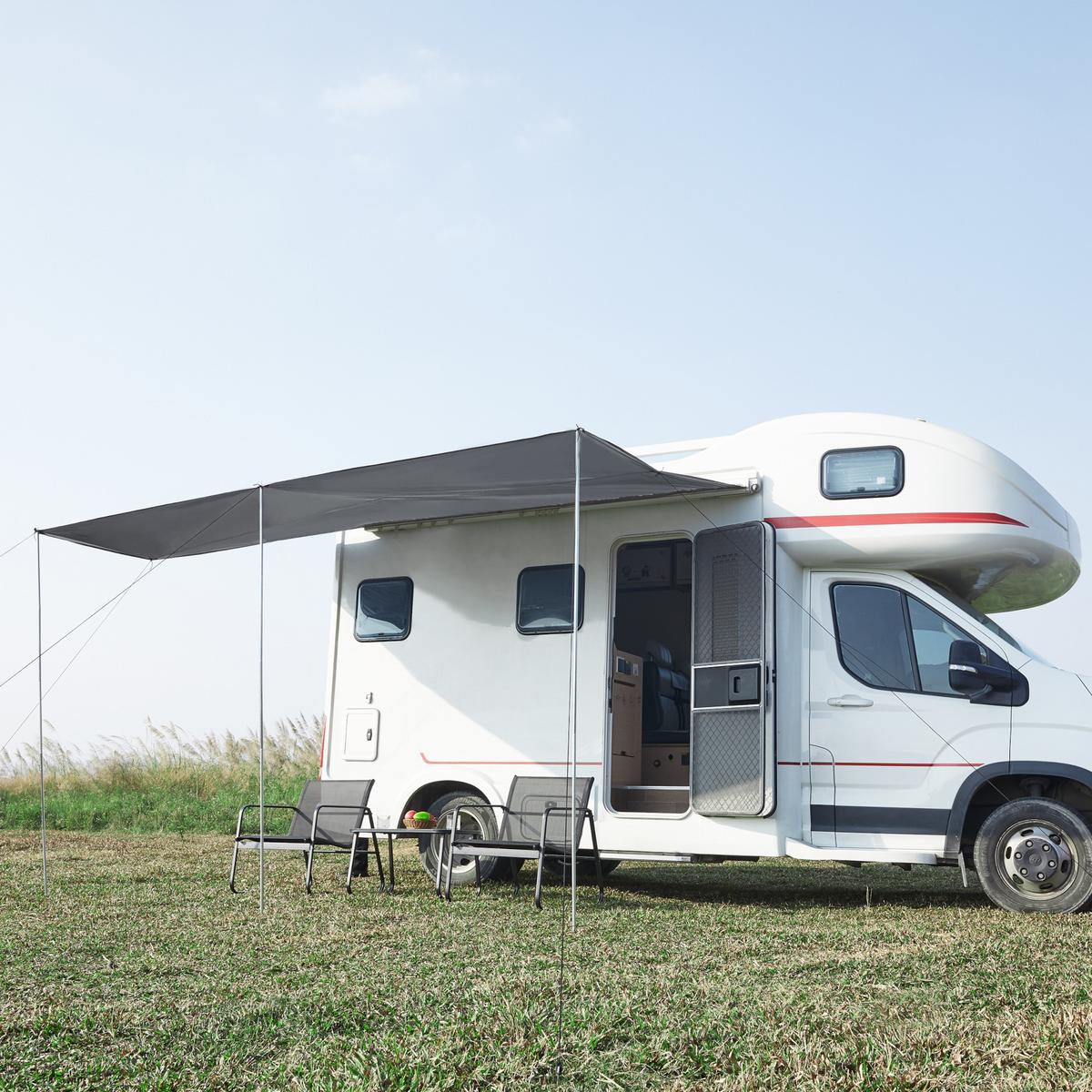 WOHNWAGEN-SONNENSEGEL Beuningen - Grau, Textil/Metall (400/235/240cm) - pro.tec