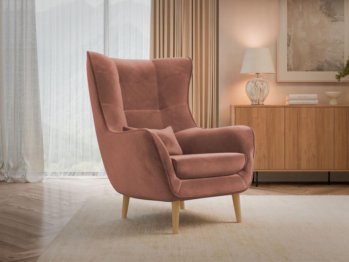 SESSEL Estjano - Beige/Rosa, Holz/Textil (80/106/95cm) - MIRJAN24