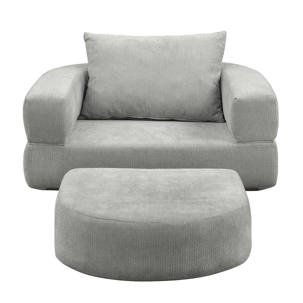 SCHLAFSESSEL in Chenille-Optik - Grau, Textil (101/41/90cm) - Urban Meuble