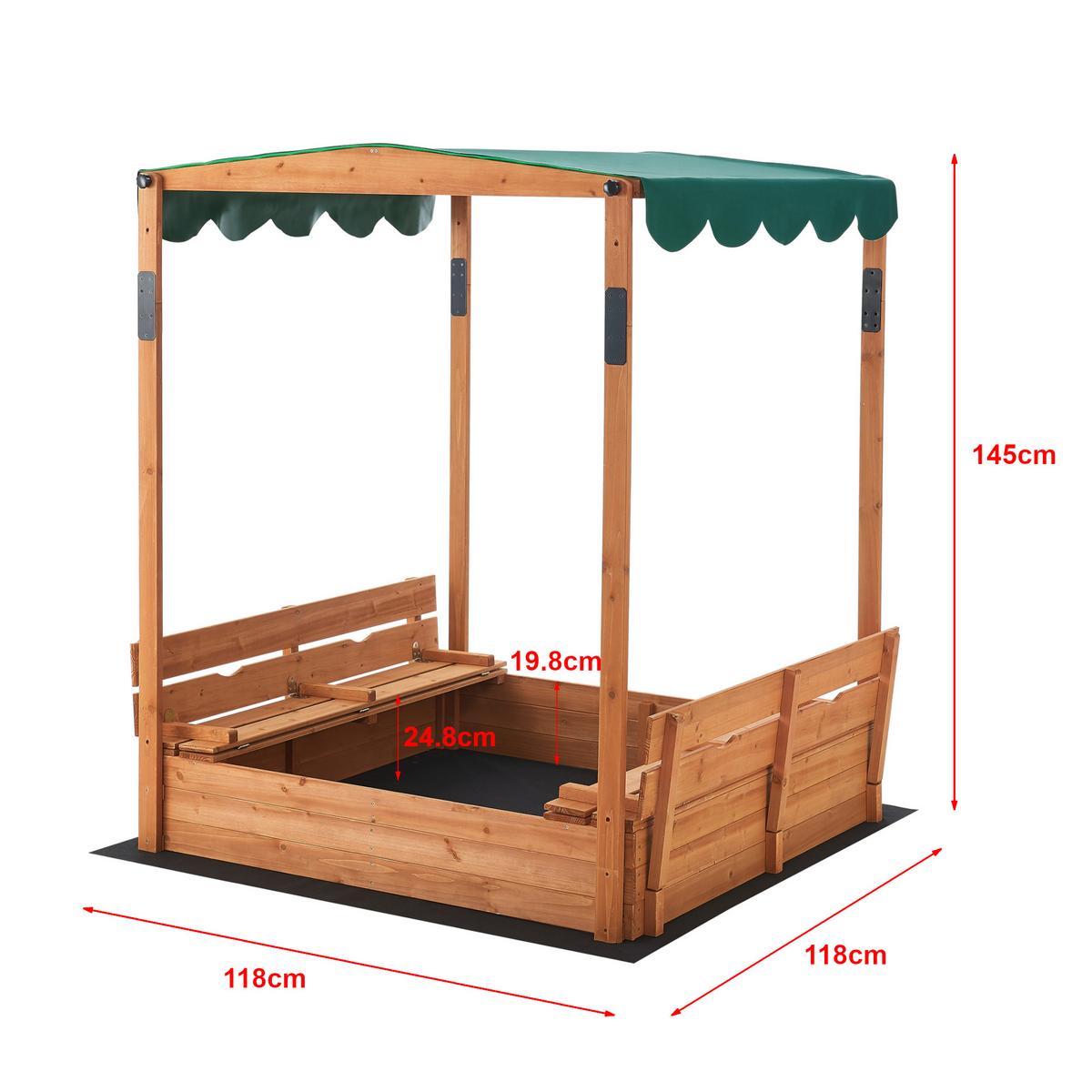 SANDKASTEN Pitsunda - Naturfarben/Grün, Holz (118/118/145cm) - [en.casa]