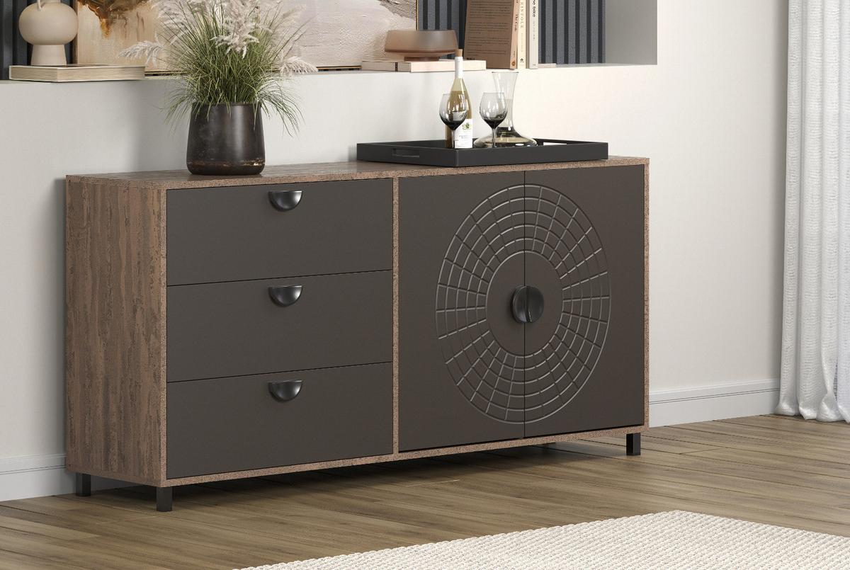 SIDEBOARD Bronze und Rostoptik 176 cm, Kommode mit Soft-Close - Rostfarben/Schwarz, Holzwerkstoff/Metall (176/86/42cm) - Top.Furn