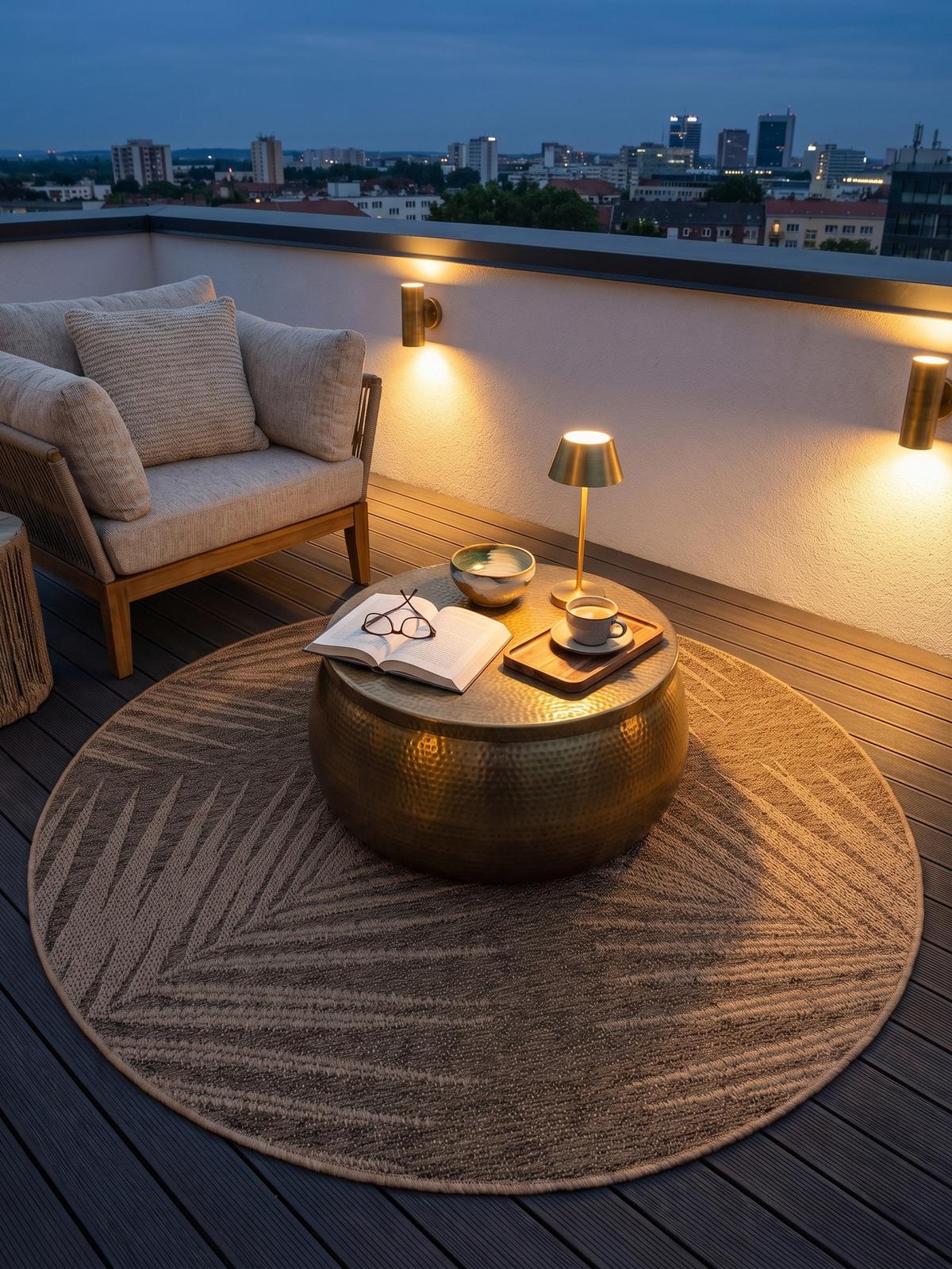 TEPPICH Outdoor ARLBERG in Braun, in Jute-Optik, Ø 200 cm - Braun, Textil (200/200cm) - KADIMA DESIGN