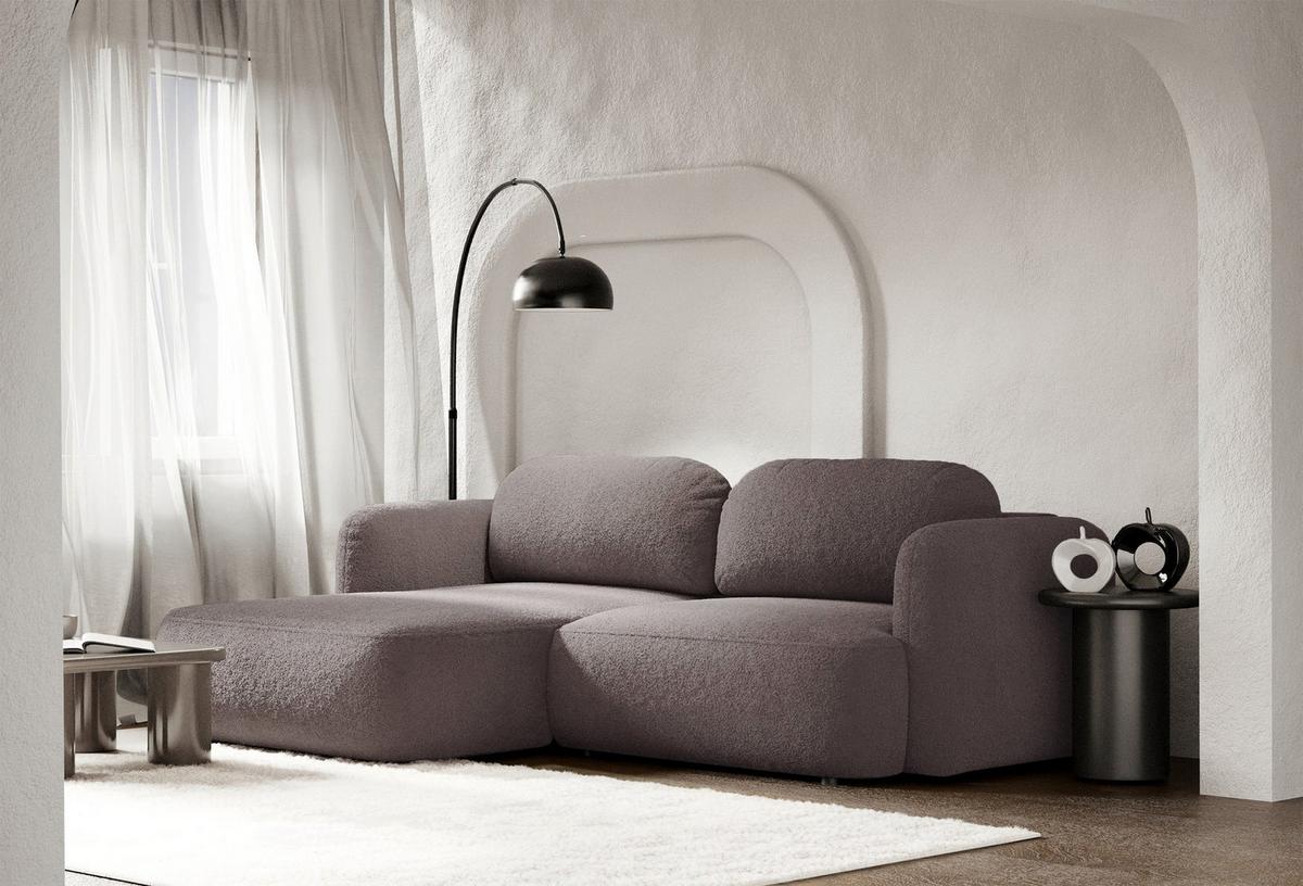 ECKSOFA Tvoya Graubraun Bouclé - Graubraun/Schwarz, Kunststoff/Textil (267/175cm) - Selsey