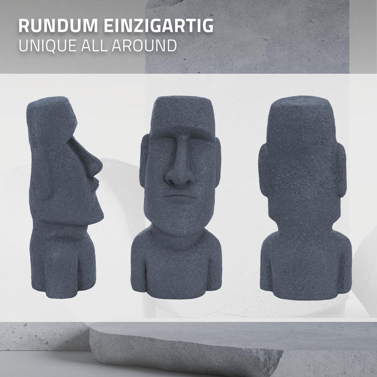 MOAI RAPA NUI STATUE 53,5 cm hoch Grau aus Polyresin - Grau, Kunststoff (19/53.5/26.5cm) - ECD-Germany