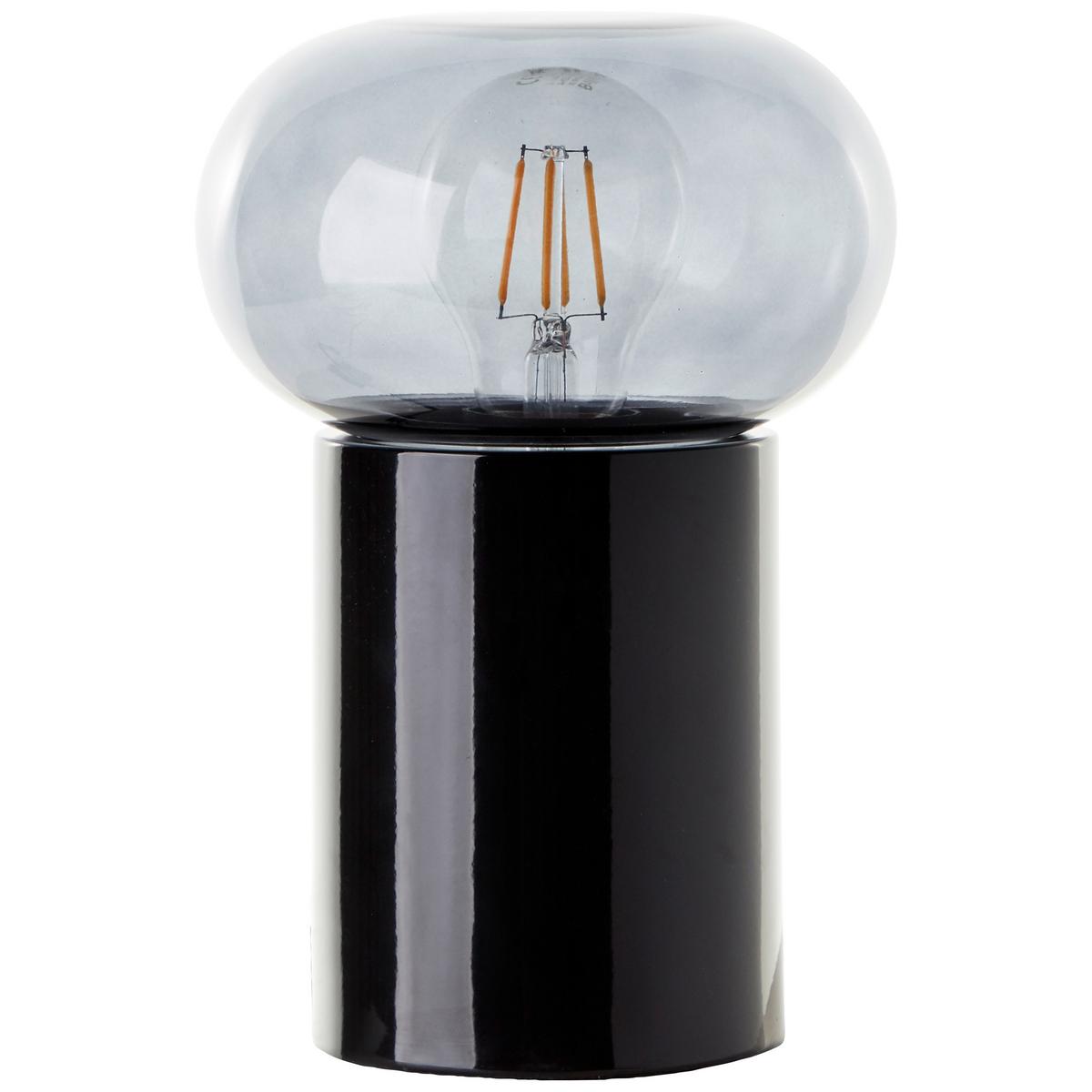 TISCHLEUCHTE Knut Schwarz matt/Rauchglas 15/15/21,9 cm - Multicolor, Glas (15/15/21.9cm) - Brilliant