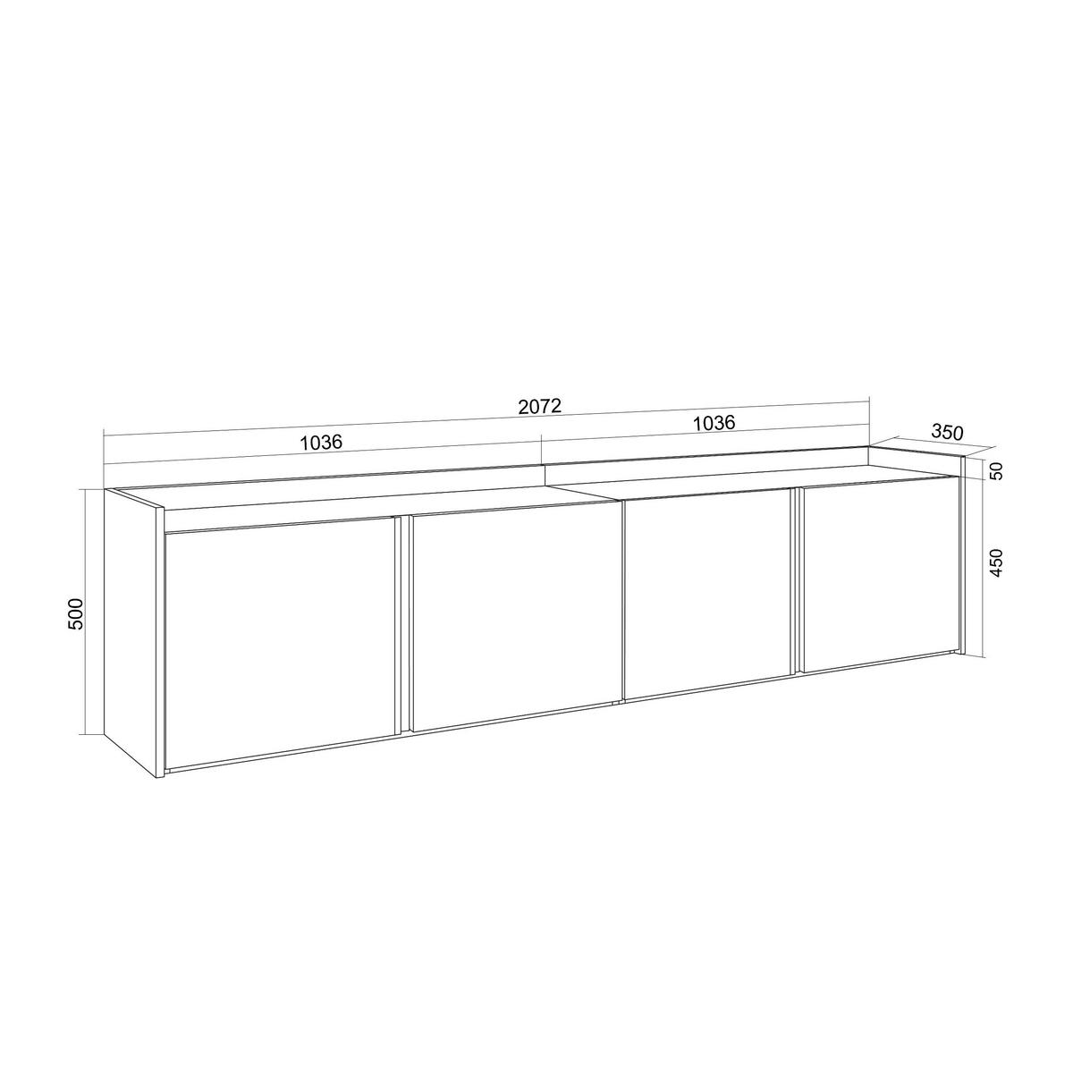 LOWBOARD, Beige, 207/35/50cm, Hängend - Beige, Holzwerkstoff (207/50/35cm) - Skraut Home