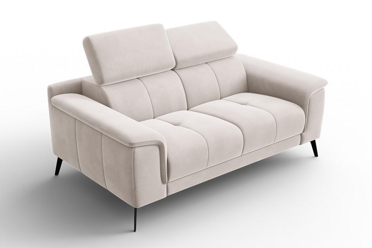 SOFA FIERO 2-Sitzer, Beiger Veloursstoff - Beige/Schwarz, Holz/Textil (170/82/103cm) - Courtois Laville