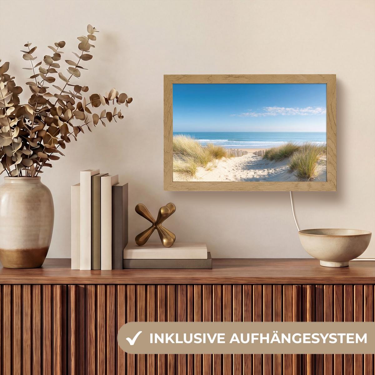 WANDLEUCHTE Strand - Meer - Düne - Sand - Sommer 30x20 cm - Sandfarben, Holzwerkstoff (30/20/8cm) - OnlyWow