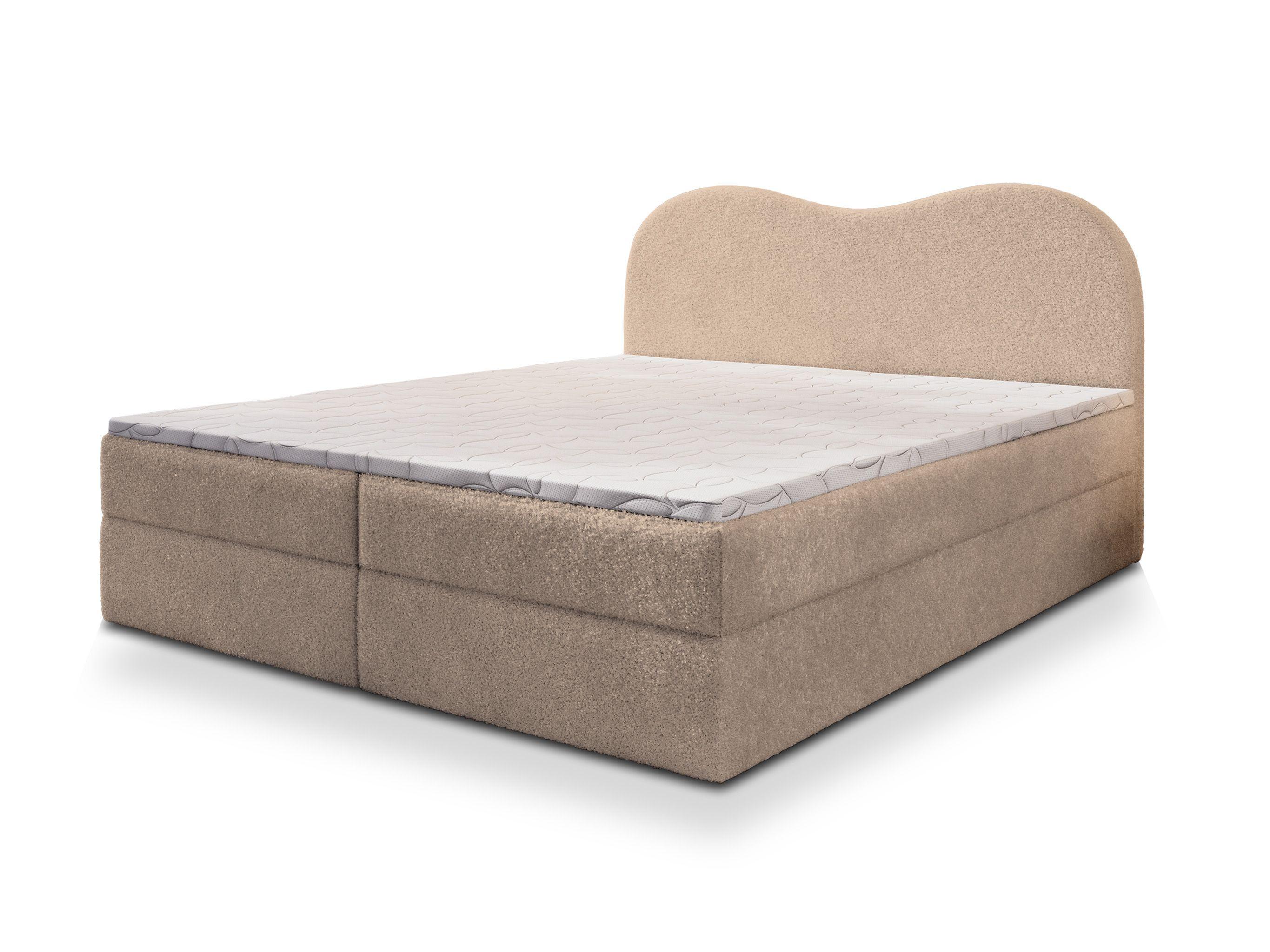 BOXBETT FLUVIA N 160x200 cm mit Matratze und Topper - Beige - Beige, Holz (160/200cm) - MASSENO