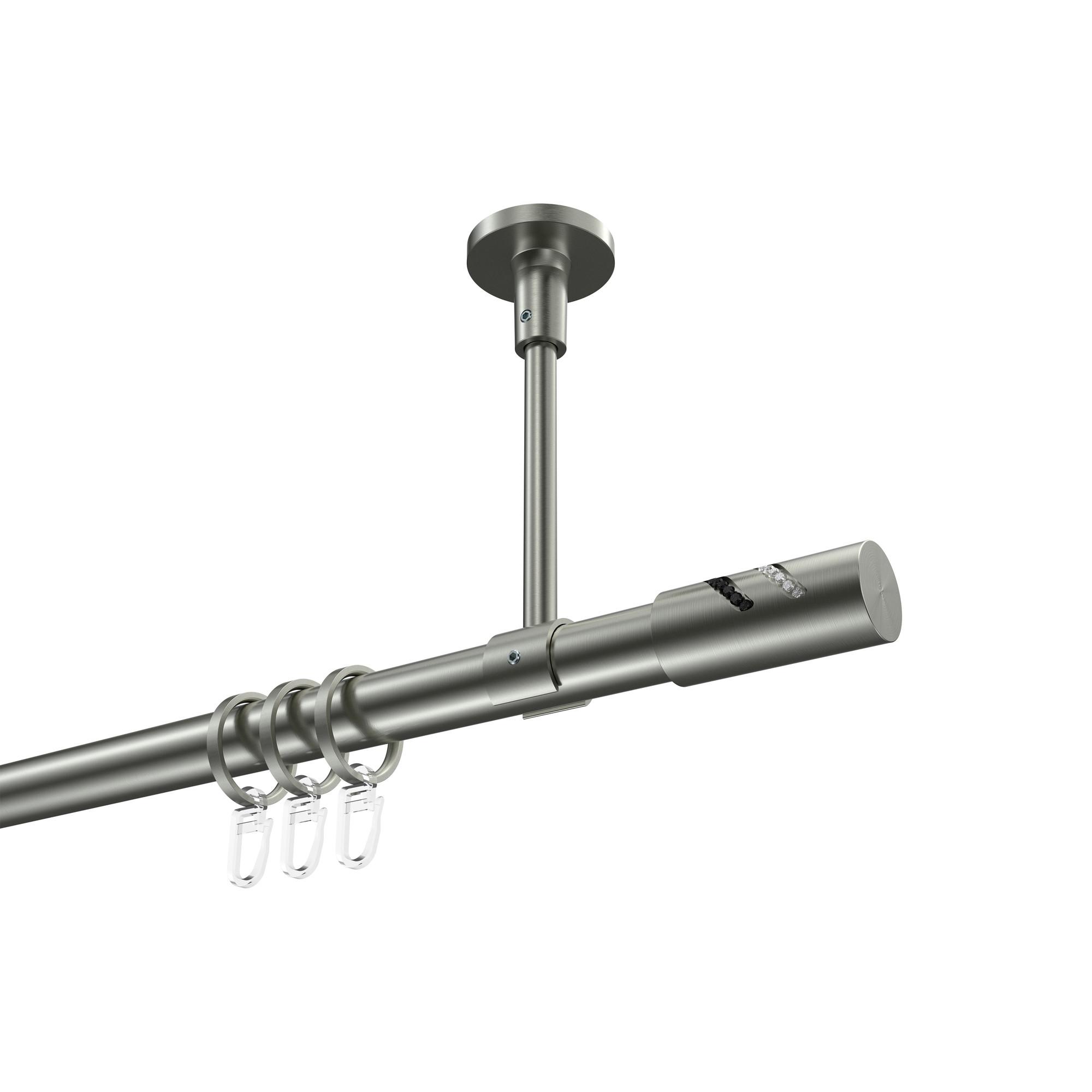 GARDINENSTANGE Sonette Zoena 260 cm (geteilt in 2 x 130 cm), 1-läufig, 20 mm Ø Edelstahl-Optik - Edelstahlfarben, Metall (260cm) - INTERDECO