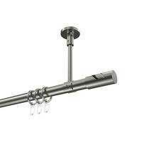 GARDINENSTANGE Sonette Zoena 260 cm (geteilt in 2 x 130 cm), 1-läufig, 20 mm Ø Edelstahl-Optik - Edelstahlfarben, Metall (260cm) - INTERDECO