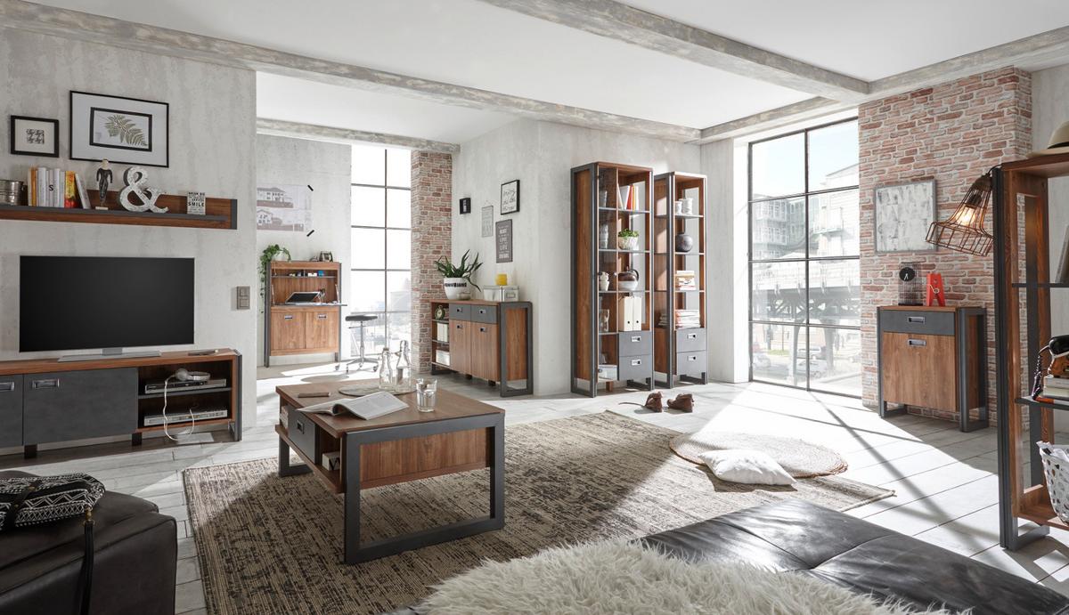 KOMMODE Eiche Stirling, Matera grau, Sideboard 75 x 100 cm Schubladenkommode - Eichefarben/Grau, Holzwerkstoff/Metall (75/100/33cm)