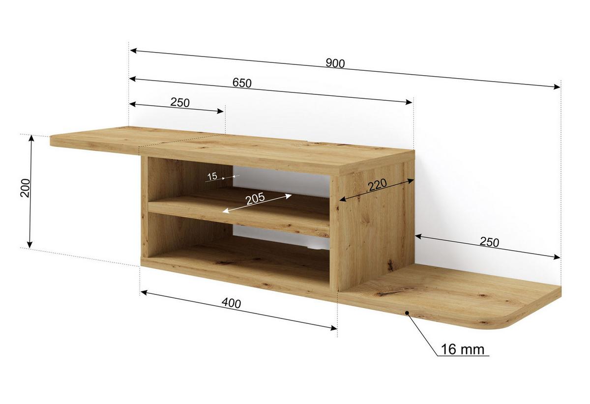 TV LOWBOARD Artisan Eiche 90/20/22 - Eiche Artisan, Holzwerkstoff (90/20/22cm) - RAUMHIRSCH FURNITURE
