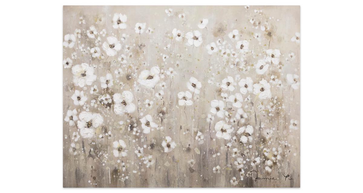 ACRYLBILD HANDGEMALT 100/75 cm - Weiß, Holz/Textil (100/75cm) - KUNSTLOFT