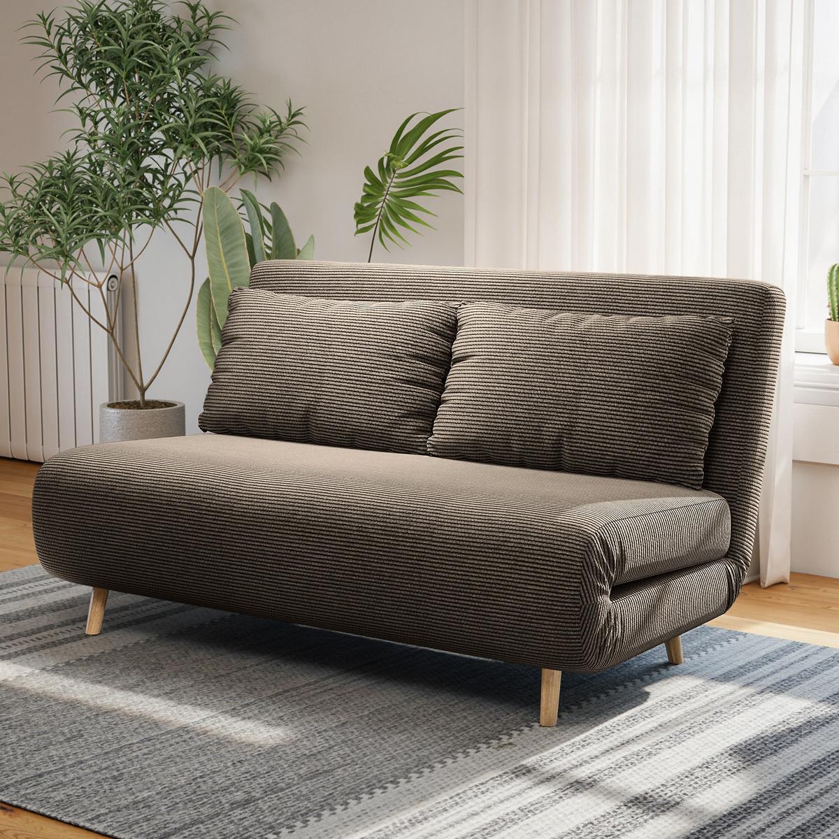 SCHLAFSOFA Polyester Buchenholz Kaffee-Braun - Buchefarben/Braun, Buchenholz/Textil (90/81/141cm) - HOMCOM